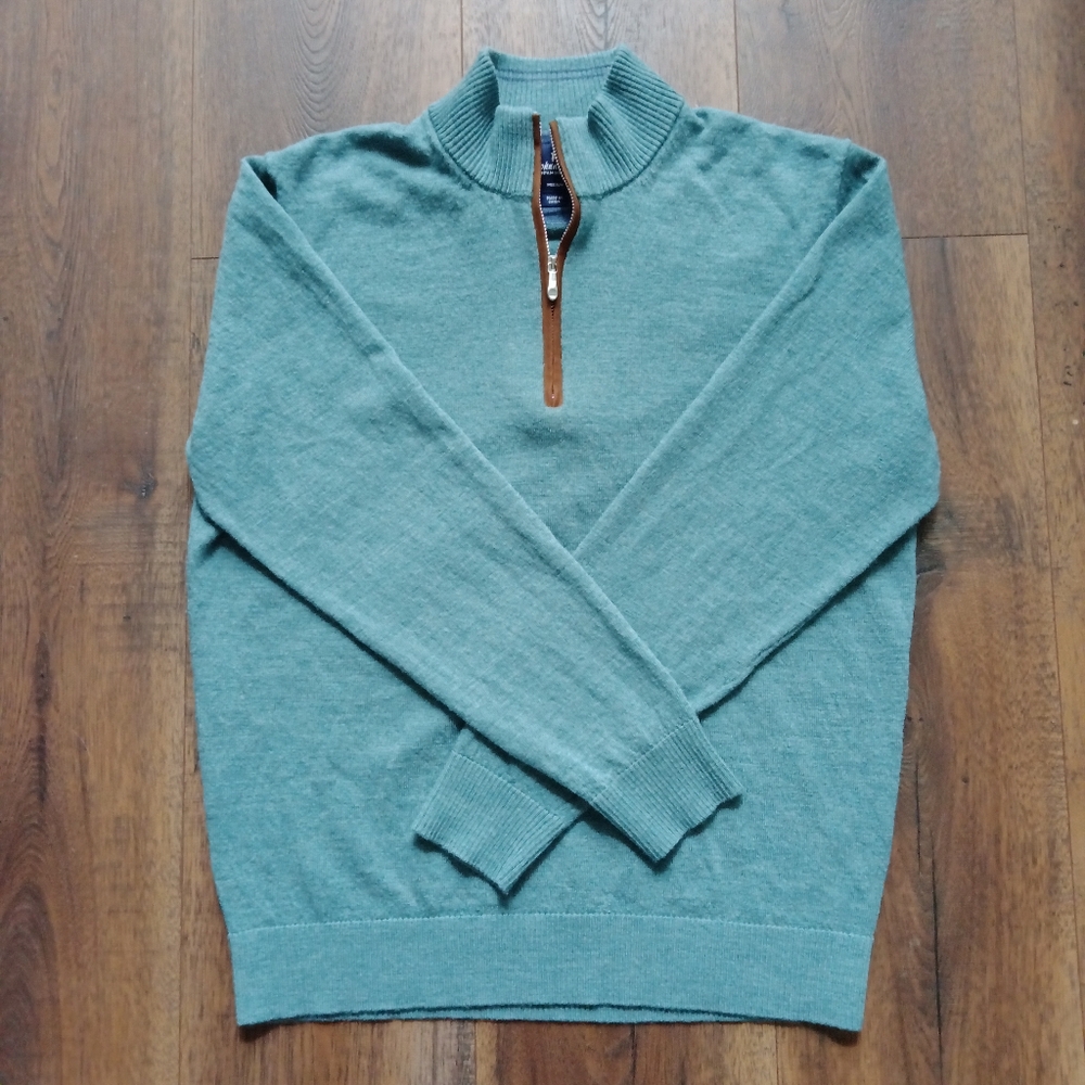 johnnie-O Mens Raynor Merino 1/4 Zip Sweater, Riviera Blue US, Alpha, Golf, Sz M